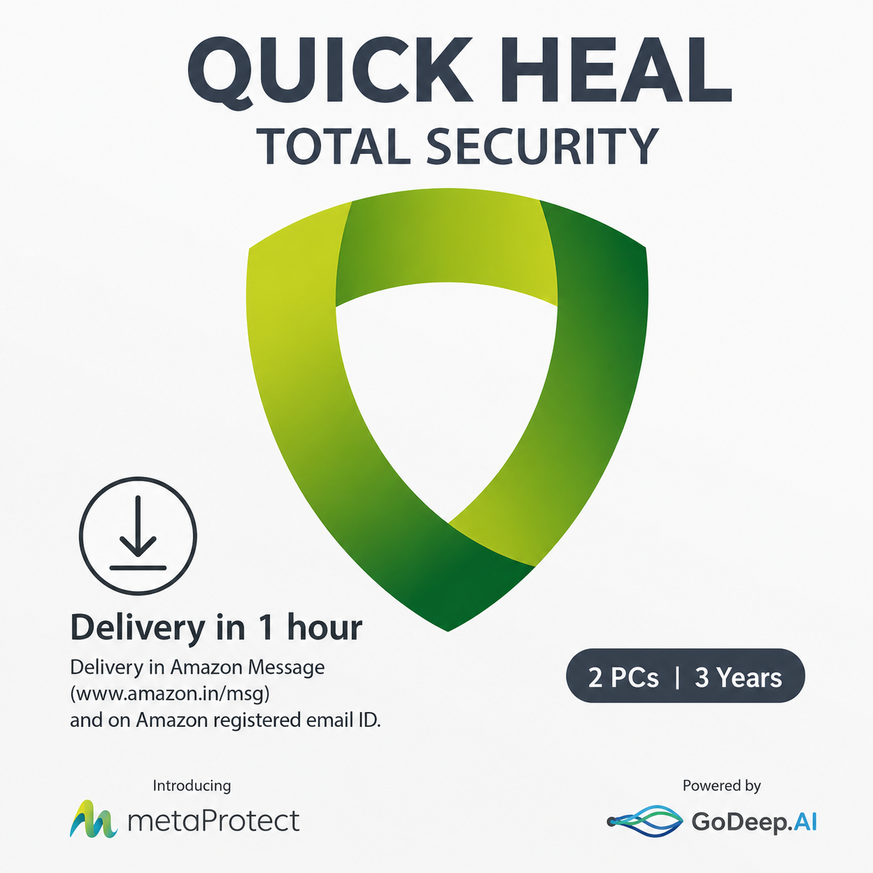 Quick Heal | Total Security | 2 Users | 3 Years | AI Based Device Security for Windows PC