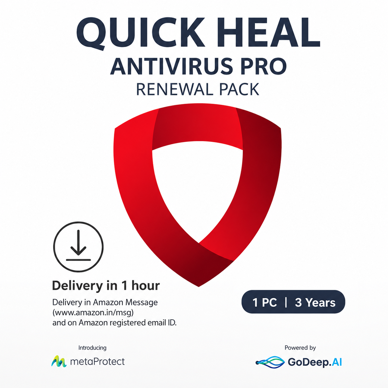 Quick Heal | Antivirus Pro – Renewal Pack | 1 user | 3 Years